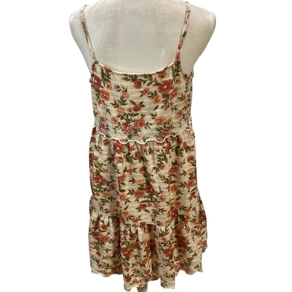 American Eagle Floral Sundress M Embroidered Tiered Cottage‎ core Babydoll Dress - Picture 3 of 10